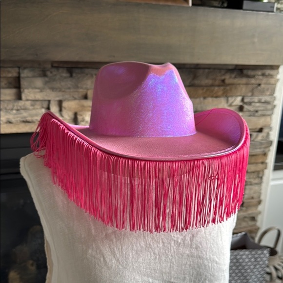 Vibrant Pink Western Hat with Fringe Trim main image 7